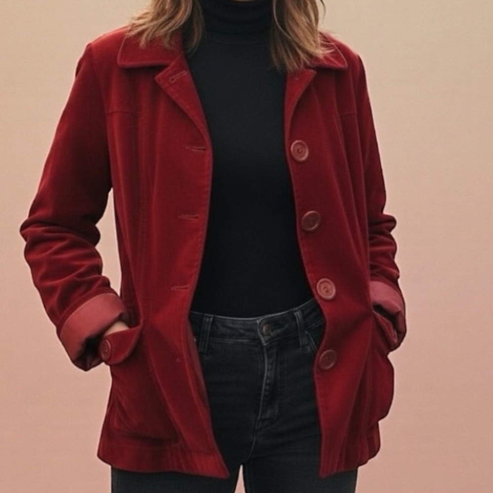 Vintage Talbots Red S-T-R-E-T-C-H Blazer Classic Style Size 12